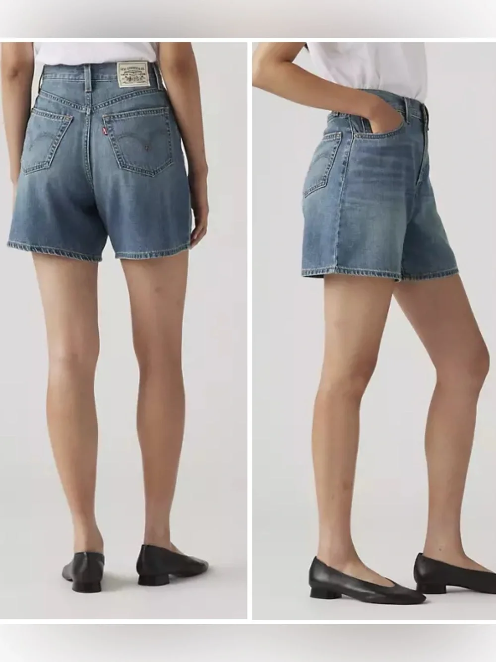 Levi’s high baggy jean shorts linen + denim light weight NEW 30